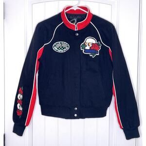 Red Fox Jeans Black Varsity Skull Bomber Jacket NWT Medium